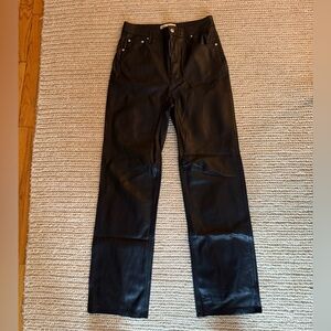 Zara Faux Leather Black Straight Jeans